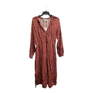 Lucky Brand Burgundy Apple Floral Midi Dress M